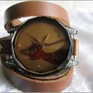 Handmade Leather Wrap Bracelet Watch with a lovely pattern WORLDWIDE FREE SHIPPING