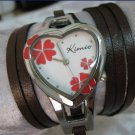Handmade Leather Wrap Bracelet Watch with a lovely pattern WORLDWIDE FREE SHIPPING