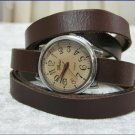 Handmade Leather Wrap Bracelet Watch with a lovely pattern WORLDWIDE FREE SHIPPING