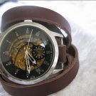 Handmade Leather Wrap Bracelet Watch with a lovely pattern WORLDWIDE FREE SHIPPING