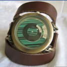 Handmade Leather Wrap Bracelet Watch with a lovely pattern WORLDWIDE FREE SHIPPING