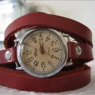 Handmade Leather Wrap Bracelet Watch with a lovely pattern WORLDWIDE FREE SHIPPING