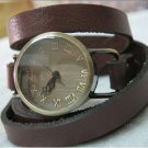 Handmade Leather Wrap Bracelet Watch with a lovely pattern WORLDWIDE FREE SHIPPING