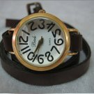 Handmade Leather Wrap Bracelet Watch with a lovely pattern WORLDWIDE FREE SHIPPING