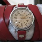 Handmade Leather Wrap Bracelet Watch with a lovely pattern WORLDWIDE FREE SHIPPING