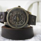 Handmade Leather Wrap Bracelet Watch with a lovely pattern WORLDWIDE FREE SHIPPING