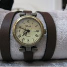 Handmade Leather Wrap Bracelet Watch with a lovely pattern WORLDWIDE FREE SHIPPING