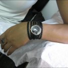 Leather Wrap Bracelet leather Watch with a brown real leather band with a lovely pattern FREE SHIP