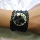 Leather Wrap Bracelet leather Watch with a brown real leather band with a lovely pattern FREE SHIP