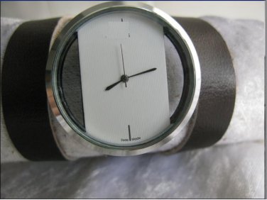 Leather Wrap Bracelet leather Watch with a brown real leather band with a lovely pattern FREE SHIP
