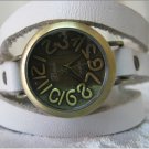 Leather Wrap Bracelet leather Watch with a brown real leather band with a lovely pattern FREE SHIP