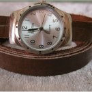 Leather Wrap Bracelet leather Watch with a brown real leather band with a lovely pattern FREE SHIP