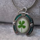Four Leaf Clover necklace Handmade Saint Patrick Irish shamrock 4 Four Leaf Lucky Clover