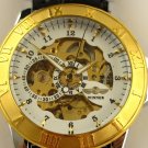 Skeleton Watch Leather Wrap Watch Steampunk Mechanical Bracelet leather Watch FREE SHIP