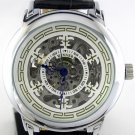 Skeleton Watch Leather Wrap Watch Steampunk Mechanical Bracelet leather Watch FREE SHIP