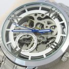 Skeleton Watch Leather Wrap Watch Steampunk Mechanical Bracelet leather Watch FREE SHIP