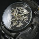 Skeleton Watch Leather Wrap Watch Steampunk Mechanical Bracelet leather Watch FREE SHIP