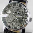 Steampunk skeleton Mechanical Watch Genuine leather Watch with a full skeleton pattern Free Ship