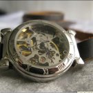 Steampunk skeleton Mechanical Watch Genuine leather Watch with a full skeleton pattern Free Ship