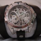 Steampunk skeleton Mechanical Watch Genuine leather Watch with a full skeleton pattern Free Ship