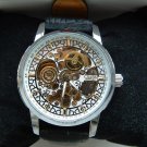 Steampunk skeleton Mechanical Watch Genuine leather Watch with a full skeleton pattern Free Ship