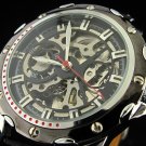 Steampunk skeleton Mechanical Watch Genuine leather Watch with a full skeleton pattern Free Ship