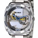 Steampunk skeleton Mechanical Watch Genuine leather Watch with a full skeleton pattern Free Ship