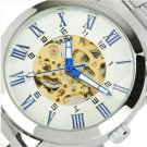 Steampunk skeleton Mechanical Watch Genuine leather Watch with a full skeleton pattern Free Ship