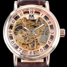 Steampunk skeleton Mechanical Watch Genuine leather Watch with a full skeleton pattern Free Ship