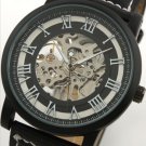 Steampunk skeleton Mechanical Watch Genuine leather Watch with a full skeleton pattern Free Ship