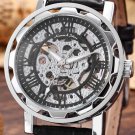 Steampunk skeleton Mechanical Watch Genuine leather Watch with a full skeleton pattern Free Ship
