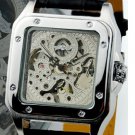 Steampunk skeleton Mechanical Watch Genuine leather Watch with a full skeleton pattern Free Ship