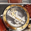 Steampunk skeleton Mechanical Watch Genuine leather Watch with a full skeleton pattern Free Ship