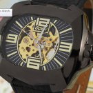 Steampunk skeleton Mechanical Watch Genuine leather Watch with a full skeleton pattern Free Ship