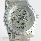 Steampunk skeleton Mechanical Watch Genuine leather Watch with a full skeleton pattern Free Ship