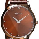 Leather Wrap Bracelet leather Watch with a brown real leather band with a lovely pattern FREE SHIP