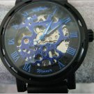 Steampunk skeleton Mechanical Watch Genuine leather Watch with a full skeleton pattern Free Ship