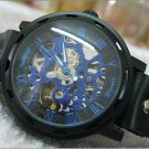 Steampunk skeleton Mechanical Watch Genuine leather Watch with a full skeleton pattern Free Ship