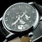 Steampunk skeleton Mechanical Watch Genuine leather Watch with a full skeleton pattern Free Ship