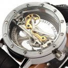 Steampunk skeleton Mechanical Watch Genuine leather Watch with a full skeleton pattern Free Ship