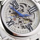 Steampunk skeleton Mechanical Watch Genuine leather Watch with a full skeleton pattern Free Ship
