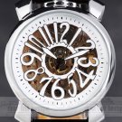 Steampunk skeleton Mechanical Watch Genuine leather Watch with a full skeleton pattern Free Ship