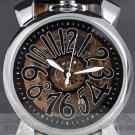 Steampunk skeleton Mechanical Watch Genuine leather Watch with a full skeleton pattern Free Ship