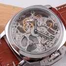 Steampunk skeleton Mechanical Watch Genuine leather Watch with a full skeleton pattern Free Ship