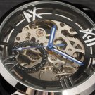 Steampunk skeleton Mechanical Watch Genuine leather Watch with a full skeleton pattern Free Ship