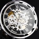 Steampunk skeleton Mechanical Watch Genuine leather Watch with a full skeleton pattern Free Ship