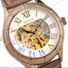 Steampunk skeleton Mechanical Watch Genuine leather Watch with a full skeleton pattern Free Ship