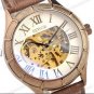 Steampunk skeleton Mechanical Watch Genuine leather Watch with a full skeleton pattern Free Ship
