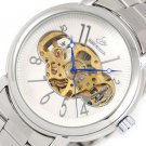 Steampunk skeleton Mechanical Watch Genuine leather Watch with a full skeleton pattern Free Ship