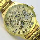 Steampunk skeleton Mechanical Watch Genuine leather Watch with a full skeleton pattern Free Ship